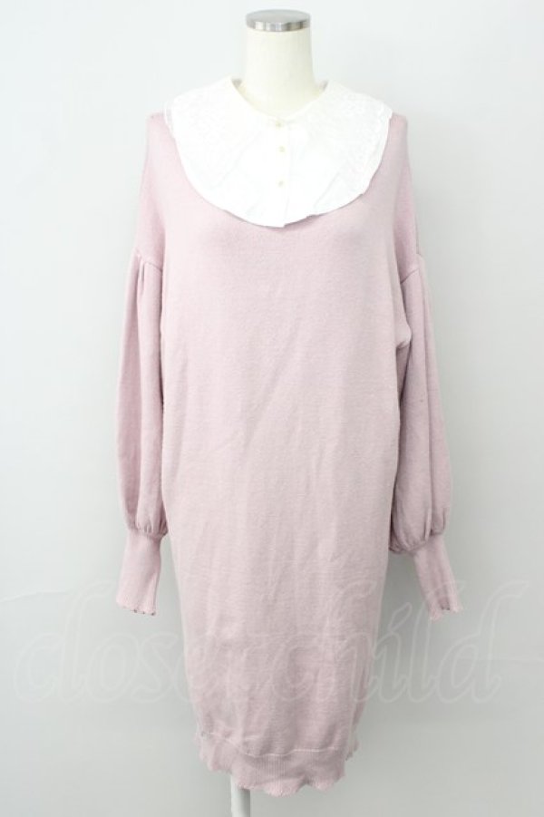 画像6: axes femme POETIQUE / 付け襟ニットワンピース  ピンク T-25-01-15-013-AX-OP-SA-ZT496 (6)