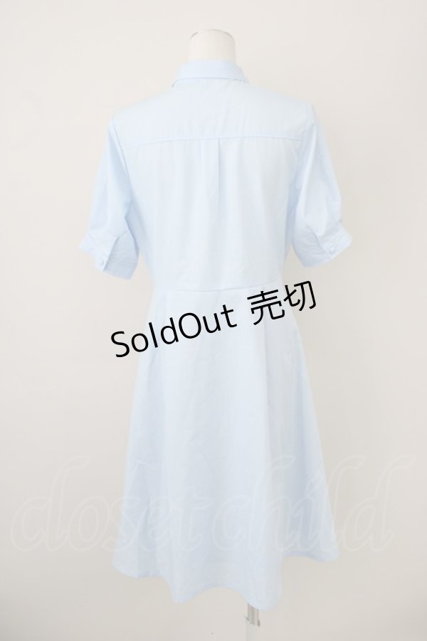 画像2: F i.n.t / マルチストライプネクタイ付きシャツワンピース  ライトブルー T-25-01-17-027-CA-OP-HD-ZI (2)