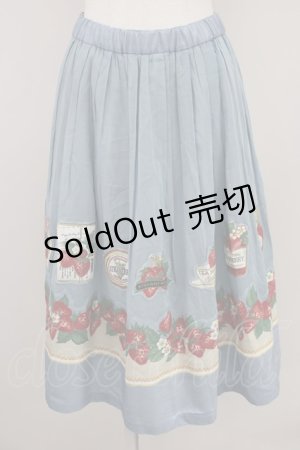 画像: Jane Marple / Strawberry label scarfのデコパージュスカート  ブルーグレイ T-25-01-17-035-JM-SK-HD-ZI