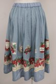 画像2: Jane Marple / Strawberry label scarfのデコパージュスカート  ブルーグレイ T-25-01-17-035-JM-SK-HD-ZI (2)