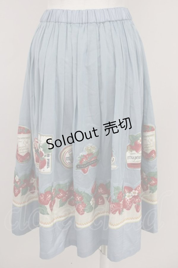 画像2: Jane Marple / Strawberry label scarfのデコパージュスカート  ブルーグレイ T-25-01-17-035-JM-SK-HD-ZI (2)