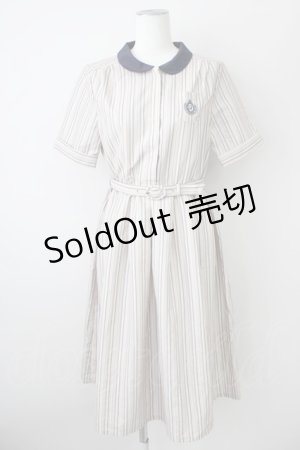 画像: Fi.n.t / 刺繍入りマルチストライプシャツワンピース  ベージュ×ブルー T-25-01-17-016-CA-OP-HD-ZI