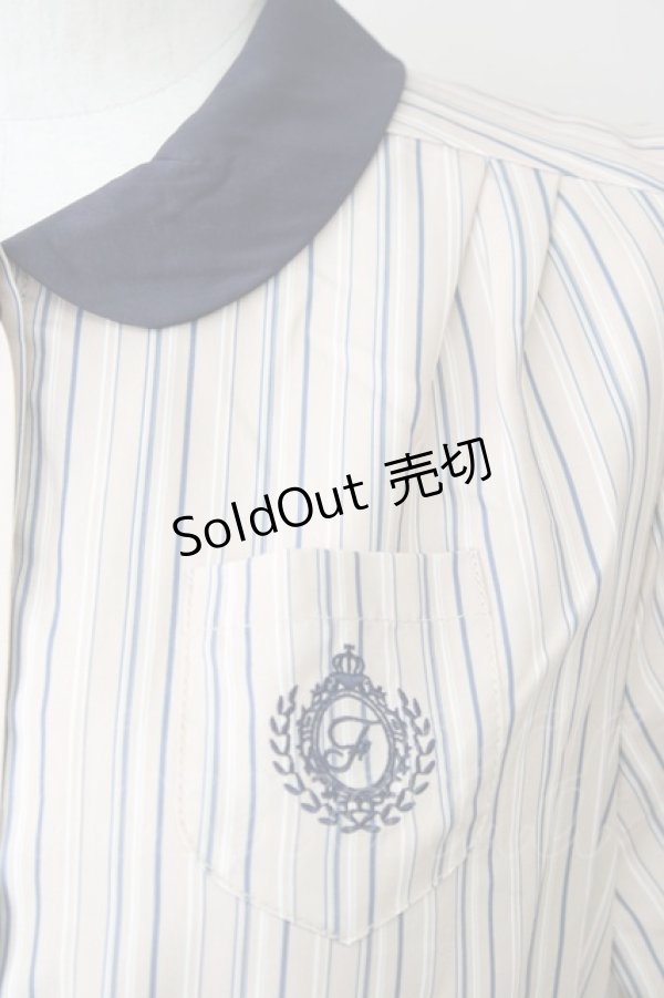 画像4: Fi.n.t / 刺繍入りマルチストライプシャツワンピース  ベージュ×ブルー T-25-01-17-016-CA-OP-HD-ZI (4)