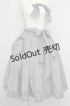 画像: Physical Drop / ハートポケットサーキュラースカート&リボンクリップセット  黒Ｘ白チェック T-25-01-18-032-LO-SK-SA-ZI
