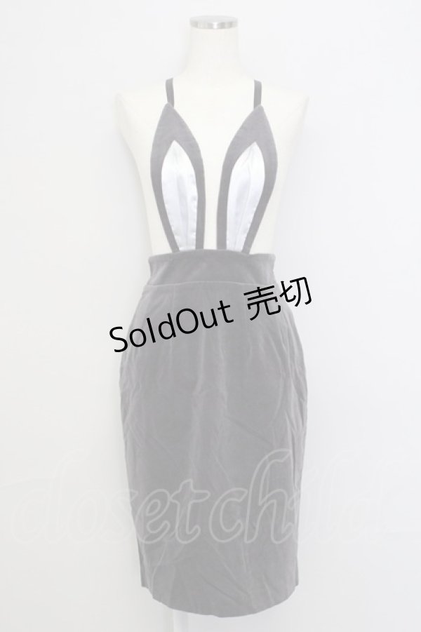 画像1: MILK / Velveteenバニーイヤースカート  グレーＸシルバー T-25-01-18-033-ML-SK-SA-ZI (1)