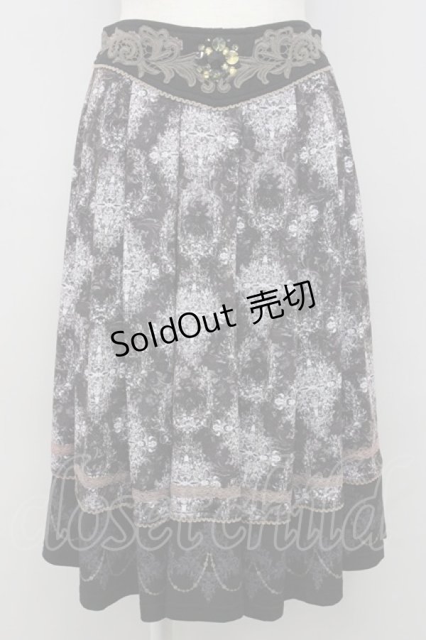 画像1: Rozen Kavalier / ウエストレース総柄スカート  グレーｘ白 T-25-01-18-037-OO-SK-SA-ZI (1)