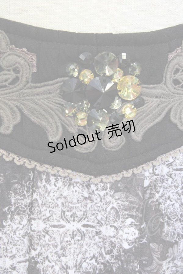 画像4: Rozen Kavalier / ウエストレース総柄スカート  グレーｘ白 T-25-01-18-037-OO-SK-SA-ZI (4)