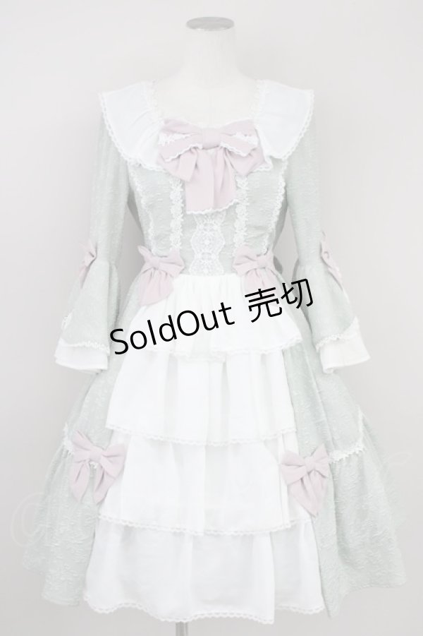 画像1: axes femme kawaii / メアリー姫袖ドレス  グリーンＸピンク T-25-01-20-021-AX-OP-SA-ZI (1)