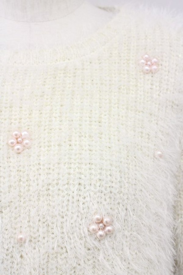 画像6: axes femme POETIQUE / お花パールラメ糸シャギーニット M 生成り T-25-01-22-003-AX-TO-SZ-ZT011 (6)