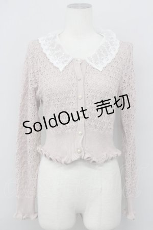画像: axes femme POETIQUE / レースフリル襟ニットカーディガン M ピンク T-25-01-22-006-AX-TO-SZ-ZT011