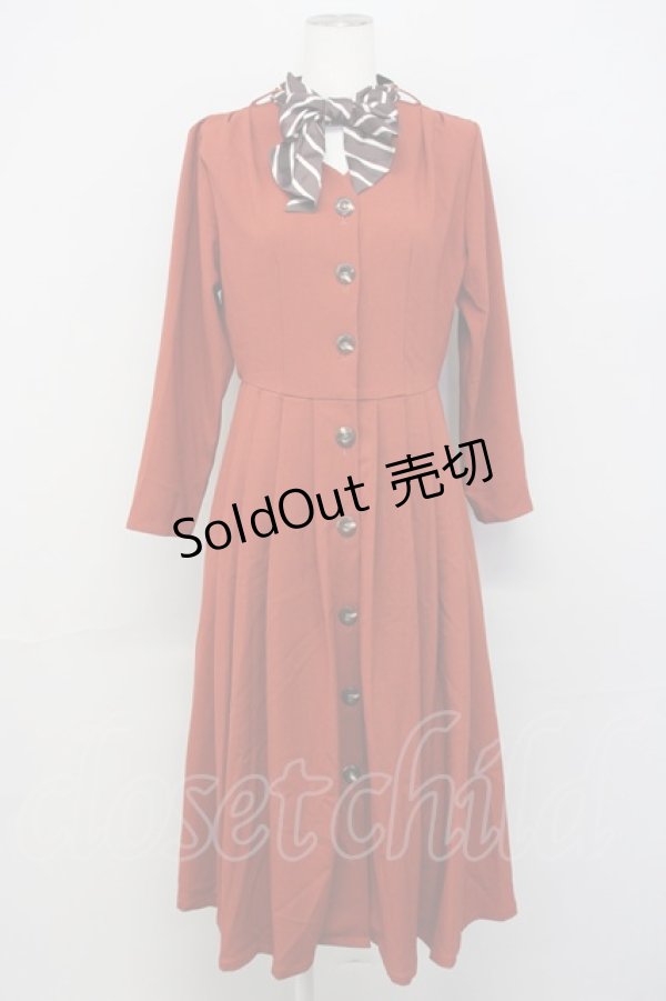 画像1: 【SALE】an another angelus / ストライプスカーフ付きワンピース F オレンジ T-25-01-22-016-CA-OP-SZ-ZT016 (1)