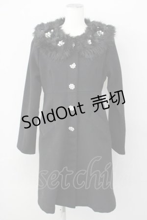 画像: Swankiss / ファーパールビジューコート  黒Ｘ白 T-25-01-24-018-CA-TO-SA-ZT-C028