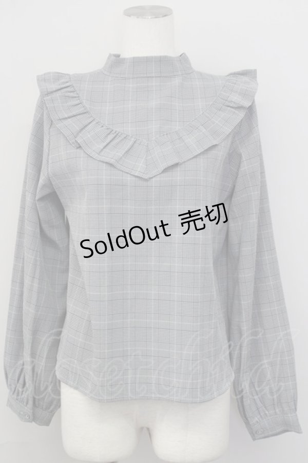 画像1: LOLITAその他(お買取対象外) / グレンチェックハイネックブラウス  グレーチェック T-25-01-24-005-LO-BL-SA-ZT390 (1)