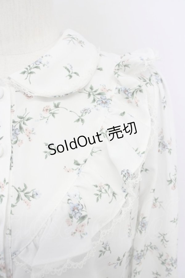 画像4: 【SALE】Honey Cinnamon / フラワーブーケプリントブラウス  白 T-25-01-24-002-LO-BL-SA-ZT390 (4)