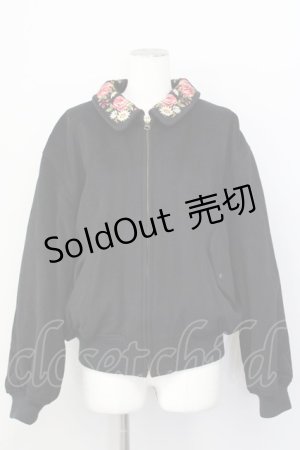 画像: KETTY / フラワー刺繍ブルゾン 9号 ブラック T-25-01-29-022-EL-CO-SA-ZT373