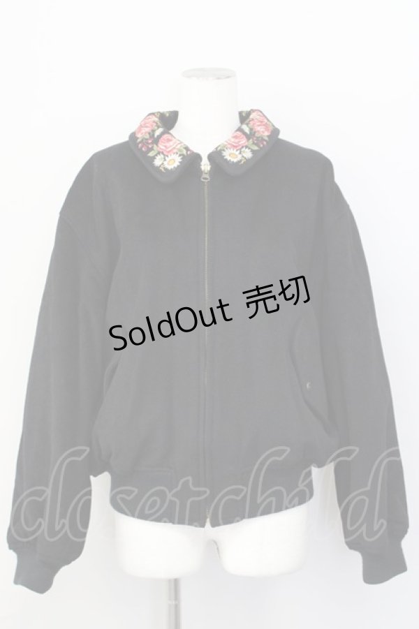 画像1: KETTY / フラワー刺繍ブルゾン 9号 ブラック T-25-01-29-022-EL-CO-SA-ZT373 (1)