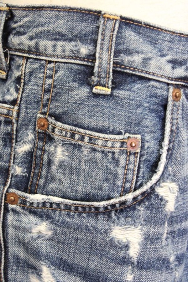 画像4: RNA / ダメージツイストハーフパンツ M ブルーデニム T-25-01-29-037-PU-PA-SA-ZT148 (4)