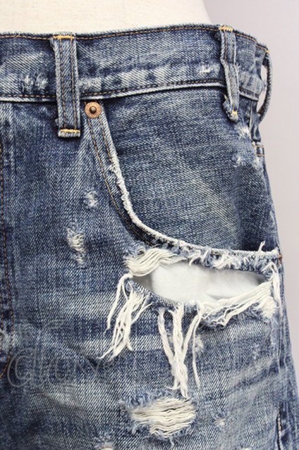 画像5: RNA / ダメージツイストハーフパンツ M ブルーデニム T-25-01-29-037-PU-PA-SA-ZT148 (5)