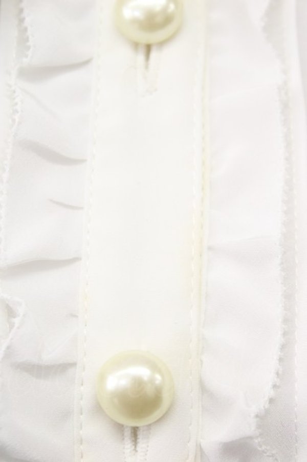画像4: PINK HOUSE / ノーカラーパールボタン長袖ブラウス  アイボリー T-25-01-31-002-LO-BL-SA-ZT375 (4)