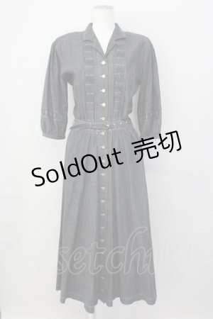 画像: INGEBORG / ロゴボタンデニムワンピース  ブラック T-25-01-31-016-LO-OP-SA-ZT393