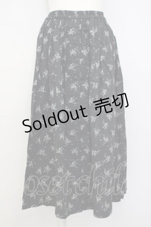画像: LOLITAその他(お買取対象外) / フラワープリントスカート  黒Ｘグレー T-25-02-06-029-LO-BL-SA-ZT435