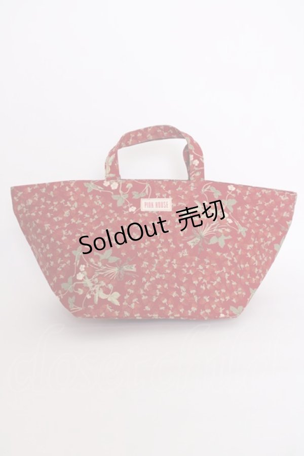 画像1: PINK HOUSE / イチゴブーケファスナー付きバッグ  レッド T-25-02-06-045-LO-BG-SA-ZT (1)