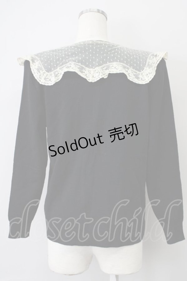 画像2: 【SALE】PINK HOUSE / チュール襟&リボンカーディガン  ブラック T-25-02-06-005-LO-TO-SA-ZT443 (2)