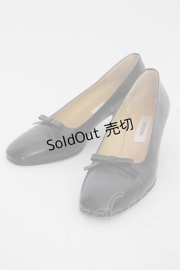 画像1: INGEBORG / リボンパンプス L ブラック T-25-02-06-047-LO-SH-SA-ZT-K006 (1)