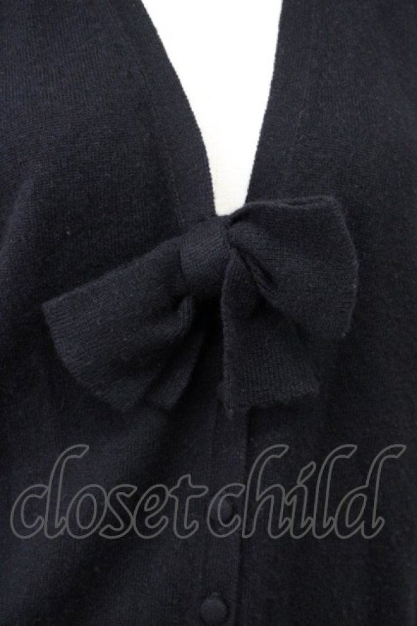 画像3: PINK HOUSE / Vネックリボンカーディガン  ブラック T-25-02-06-006-LO-TO-SA-ZT443 (3)