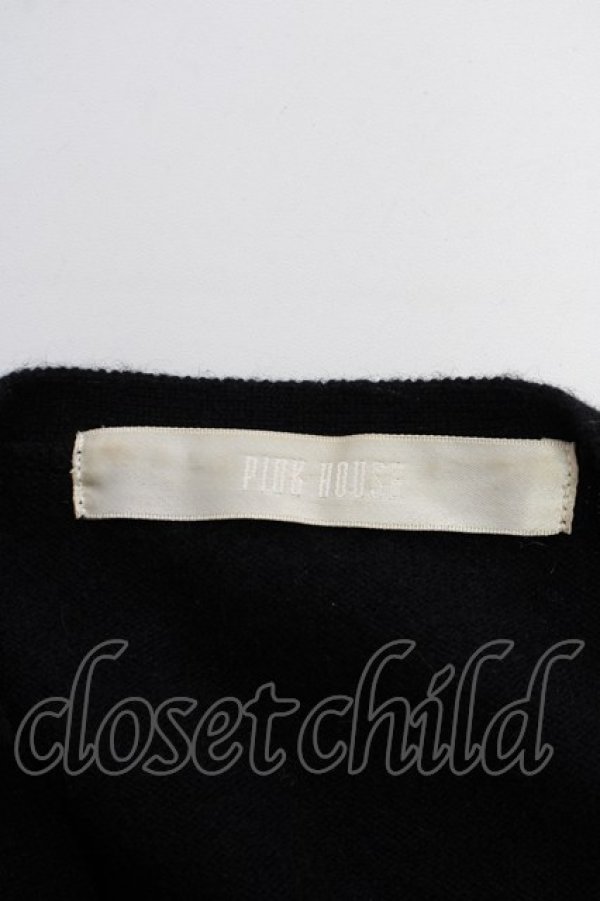 画像6: PINK HOUSE / Vネックリボンカーディガン  ブラック T-25-02-06-006-LO-TO-SA-ZT443 (6)