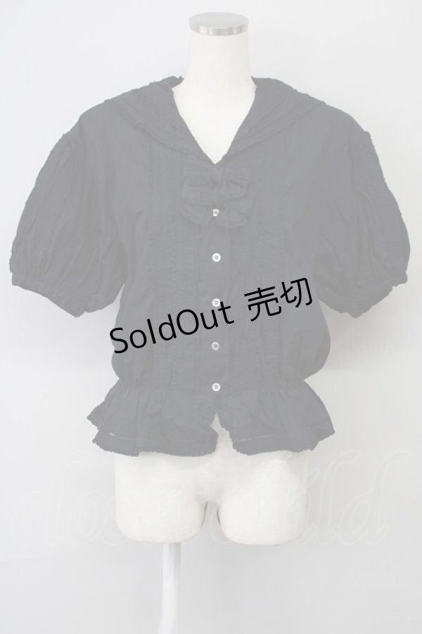 画像1: KETTY / 2つリボンセーラーブラウス M ブラック T-25-02-06-013-EL-BL-SA-ZT443 (1)