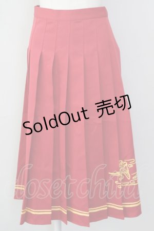 画像: 布衣 / プリーツロングスカート M 赤Ｘ黄色 T-25-02-09-046-LO-SK-SA-ZI