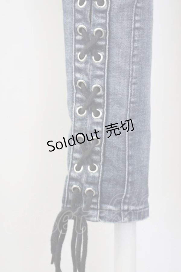 画像5: LISTEN FLAVOR / レースアップスキニーパンツ  ブルーデニム T-25-02-09-056-PU-PA-SA-ZI (5)
