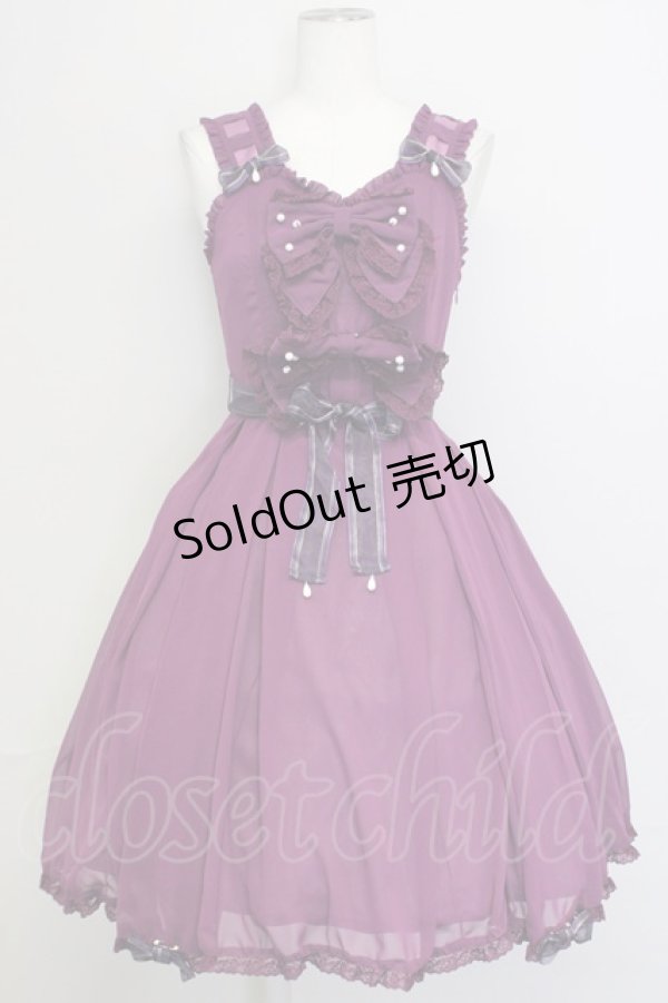 画像1: metamorphose /  シフォンタックジャンパースカート  パープル T-25-02-21-021-ME-OP-SA-ZI (1)