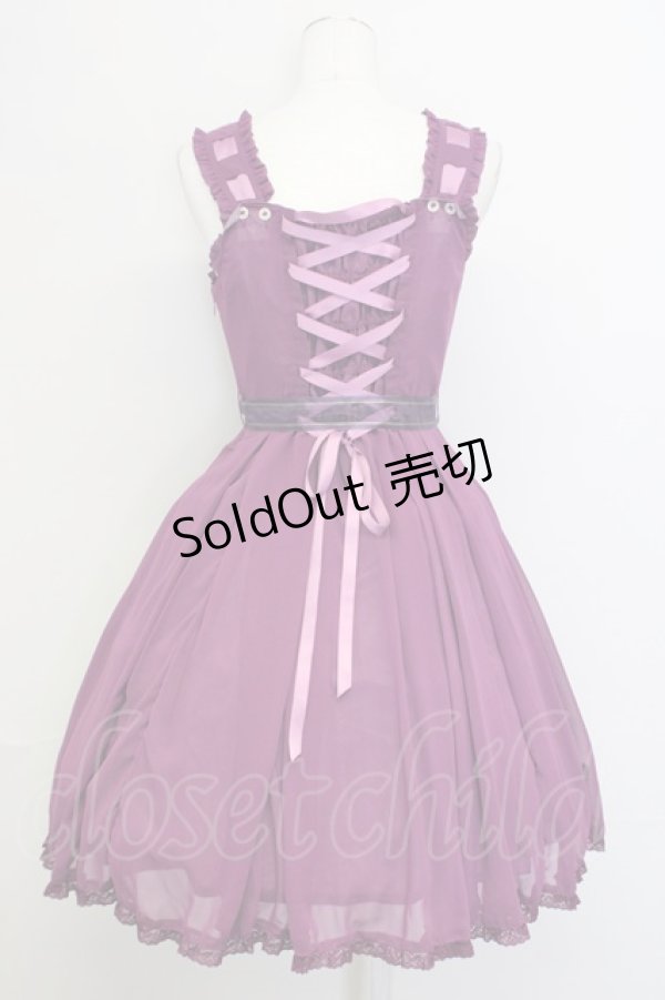 画像2: metamorphose /  シフォンタックジャンパースカート  パープル T-25-02-21-021-ME-OP-SA-ZI (2)