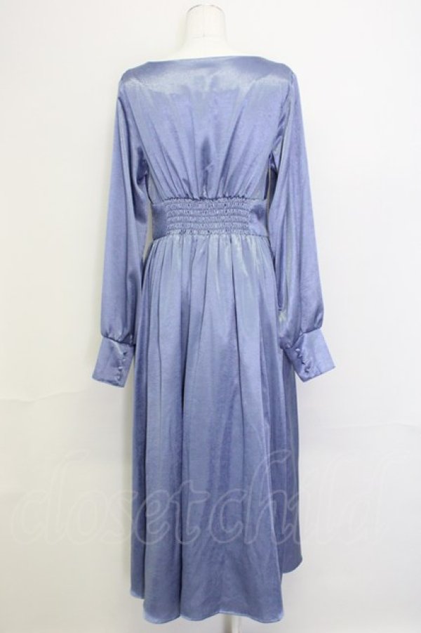 画像2: LEBECCA boutique / サテンワンピース  青 T-25-02-21-022-EL-OP-SA-ZI (2)