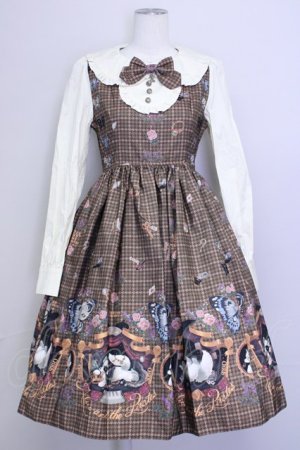 画像: ALICE and the PIRATES / Dual face 〜phantom and truth〜柄ワンピース  ブラウン T-25-02-21-024-PA-OP-SA-ZI
