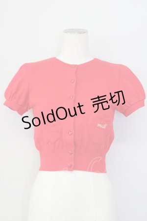 画像: MILK / CD ハートボタン半袖カーデ  赤 T-25-02-21-010-ML-TO-SA-ZI