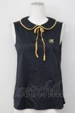 画像1: MILK / M刺繍ノースリーブブラウス  黒Ｘマスタード T-25-02-21-013-ML-BL-SA-ZI (1)