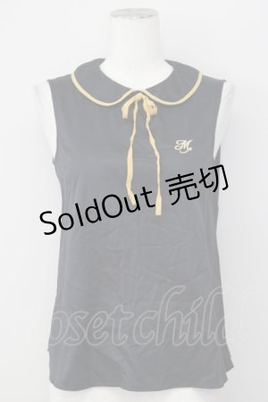 画像: MILK / M刺繍ノースリーブブラウス  黒Ｘマスタード T-25-02-21-013-ML-BL-SA-ZI