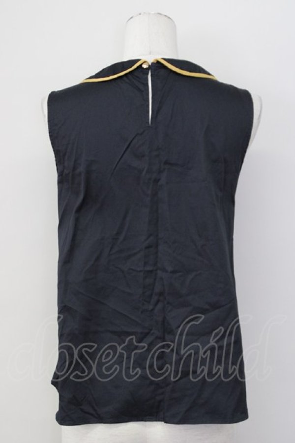 画像2: MILK / M刺繍ノースリーブブラウス  黒Ｘマスタード T-25-02-21-013-ML-BL-SA-ZI (2)