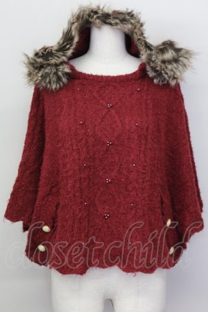 画像: axes femme / フード付きニットポンチョ  ボルドー T-25-02-23-020-AX-TO-SA-ZT219