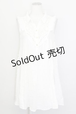 画像: axes femme / モチーフレース使い楊柳チュニック  白 T-25-02-23-008-AX-TO-SA-ZT