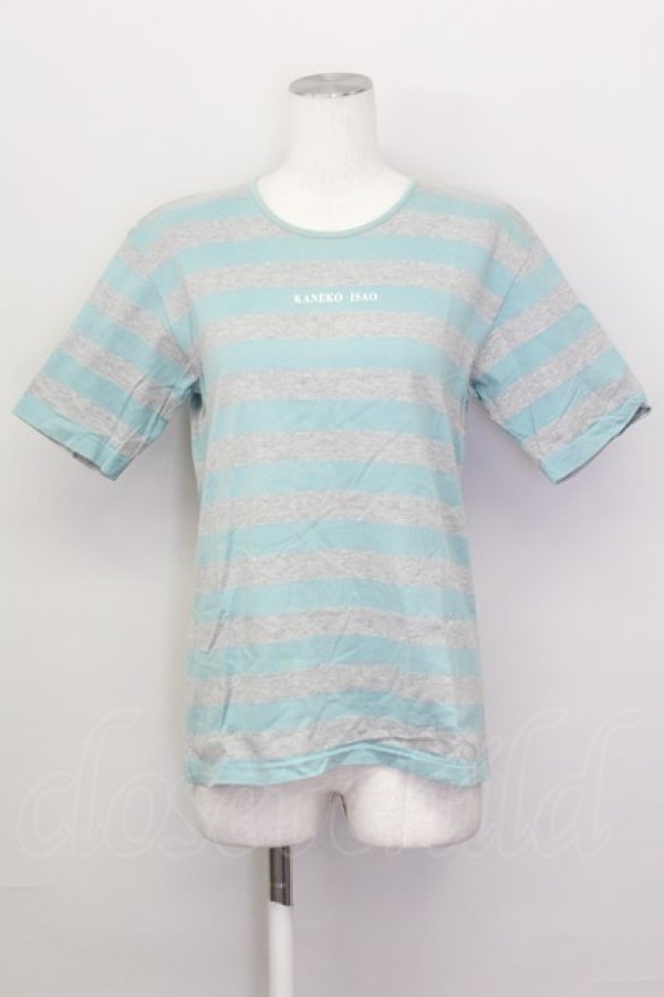 画像1: KANEKO ISAO / ボーダーTシャツ  グレー×サックス T-25-02-23-009-EL-TS-SA-ZT219 (1)