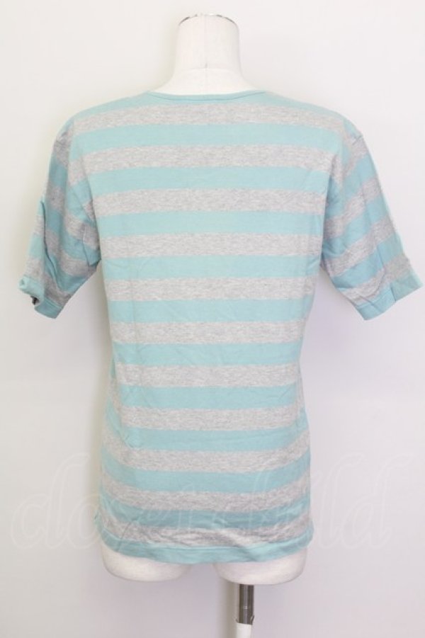画像2: KANEKO ISAO / ボーダーTシャツ  グレー×サックス T-25-02-23-009-EL-TS-SA-ZT219 (2)