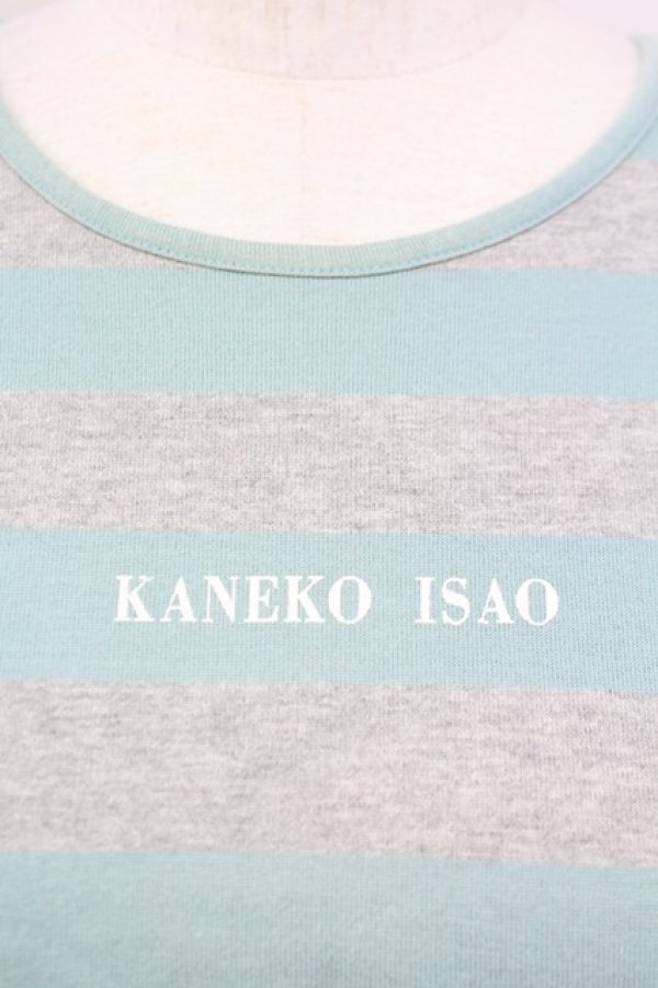 画像3: KANEKO ISAO / ボーダーTシャツ  グレー×サックス T-25-02-23-009-EL-TS-SA-ZT219 (3)