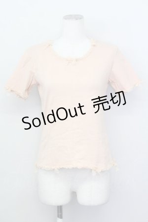 画像: KANEKO ISAO / レースリボン半袖Tシャツ  ピンク T-25-02-23-010-EL-TS-SA-ZT219
