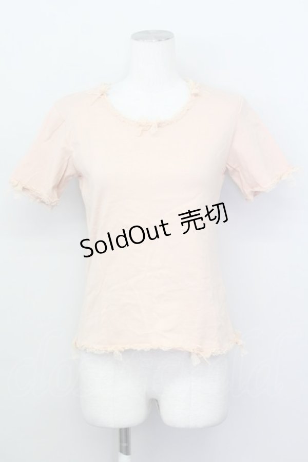 画像1: KANEKO ISAO / レースリボン半袖Tシャツ  ピンク T-25-02-23-010-EL-TS-SA-ZT219 (1)