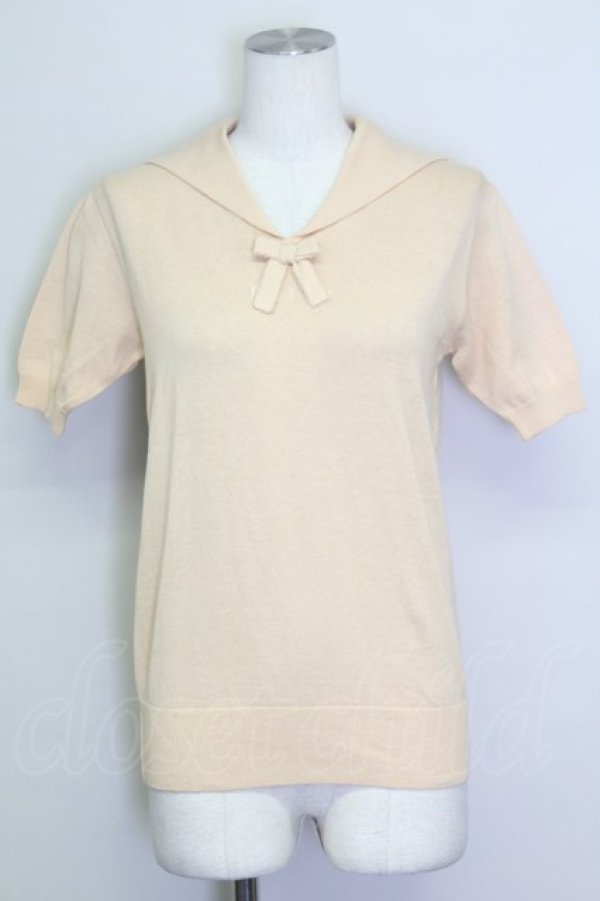 画像1: KETTY / ロゴ編込セーラーニットトップス M ベージュ T-25-02-23-016-EL-TO-SA-ZT219 (1)