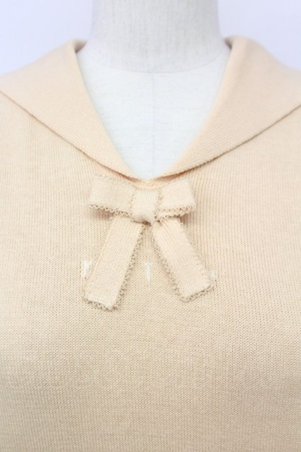 画像3: KETTY / ロゴ編込セーラーニットトップス M ベージュ T-25-02-23-016-EL-TO-SA-ZT219 (3)